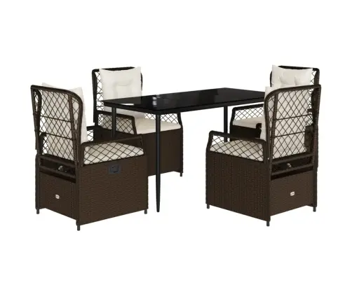 5-Osaline Aia Söögimööbli Komplekt Patjadega, Pruun, Polürotang