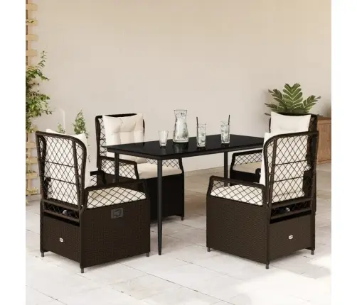 5-Osaline Aia Söögimööbli Komplekt Patjadega, Pruun, Polürotang