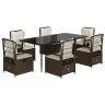 7-Osaline Aia Söögimööbli Komplekt Patjadega, Pruun, Polürotang