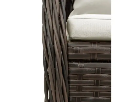 9-Daļīgs Dārza Mēbeļu Komplekts, Matrači, Brūna Pe Rotangpalma Vidaxl