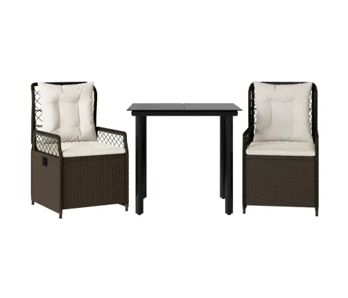 3-Daļīgs Dārza Mēbeļu Komplekts, Matrači, Brūna Pe Rotangpalma Vidaxl