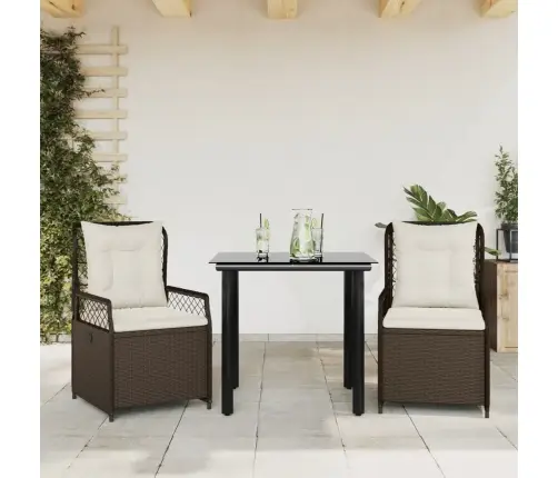 3-Daļīgs Dārza Mēbeļu Komplekts, Matrači, Brūna Pe Rotangpalma Vidaxl