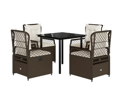 5-Daļīgs Dārza Mēbeļu Komplekts Ar Matračiem, Pe Rotangpalma Vidaxl