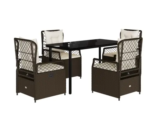 Sodo Komplektas Su Pagalvėlėmis, 5 Dalių, Rudas, Poliratanas