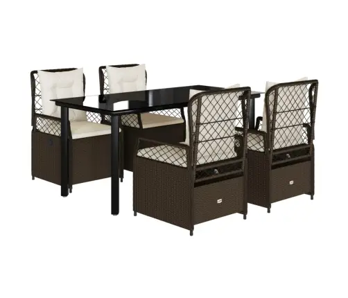 5-Osaline Aia Söögimööbli Komplekt Patjadega, Pruun, Polürotang