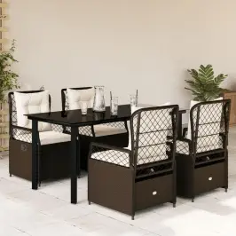 5-Daļīgs Dārza Mēbeļu Komplekts Ar Matračiem, Pe Rotangpalma Vidaxl
