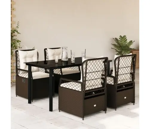 5-Osaline Aia Söögimööbli Komplekt Patjadega, Pruun, Polürotang