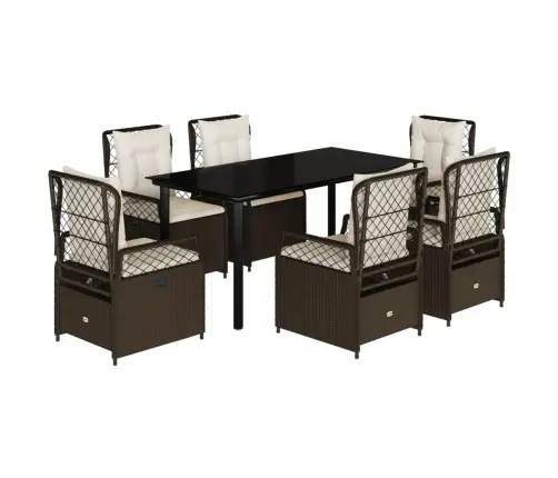 Sodo Komplektas Su Pagalvėlėmis, 7 Dalių, Rudas, Poliratanas