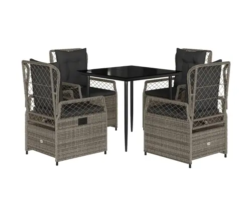 5-Daļīgs Dārza Mēbeļu Komplekts, Matrači, Pelēka Pe Rotangpalma Vidaxl