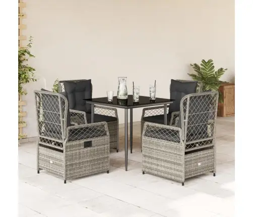 5-Daļīgs Dārza Mēbeļu Komplekts, Matrači, Pelēka Pe Rotangpalma Vidaxl