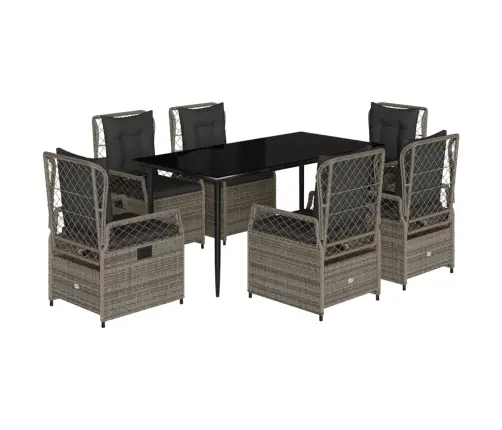 7-Osaline Aiamööbli Komplekt Patjadega, Hall, Polürotang