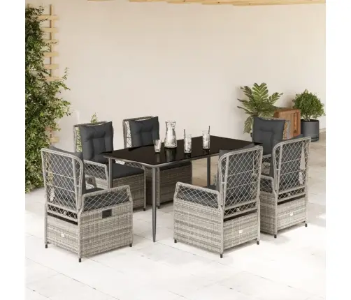 7-Osaline Aiamööbli Komplekt Patjadega, Hall, Polürotang