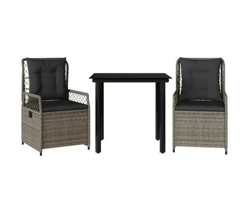 3-Daļīgs Dārza Mēbeļu Komplekts, Matrači, Pelēka Pe Rotangpalma Vidaxl