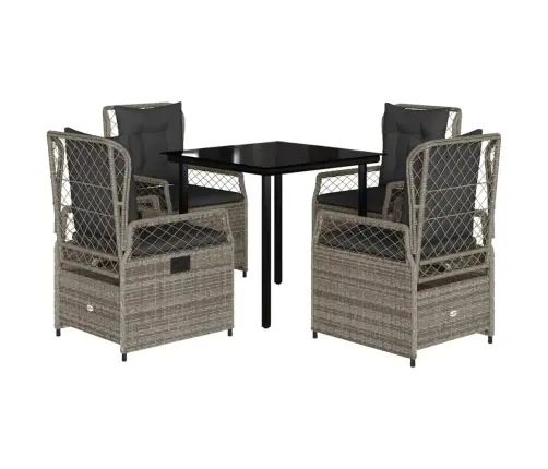 5-Daļīgs Dārza Mēbeļu Komplekts, Matrači, Pelēka Pe Rotangpalma Vidaxl