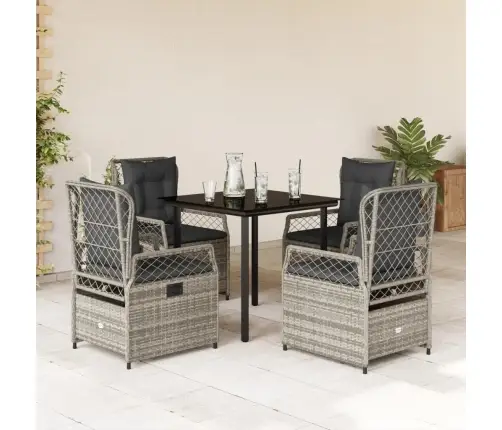 5-Daļīgs Dārza Mēbeļu Komplekts, Matrači, Pelēka Pe Rotangpalma Vidaxl