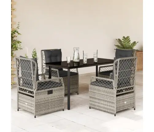 5-Daļīgs Dārza Mēbeļu Komplekts, Matrači, Pelēka Pe Rotangpalma Vidaxl