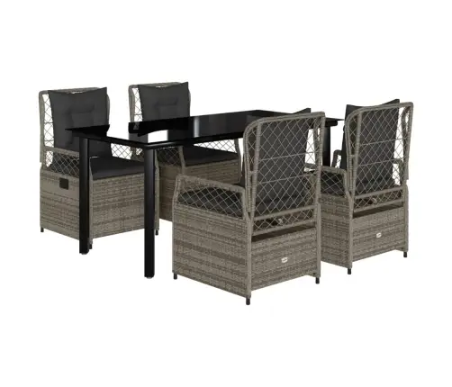 5-Daļīgs Dārza Mēbeļu Komplekts, Matrači, Pelēka Pe Rotangpalma Vidaxl