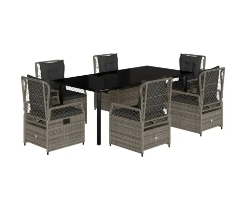 Sodo Komplektas Su Pagalvėlėmis, 7 Dalių, Pilkas, Poliratanas