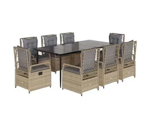 9-Daļīgs Virtuves Mēbeļu Komplekts Ar Matračiem, Pe Rotangpalma Vidaxl