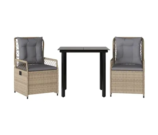 Sodo Komplektas Su Pagalvėlėmis, 3 Dalių, Smėlio, Poliratanas