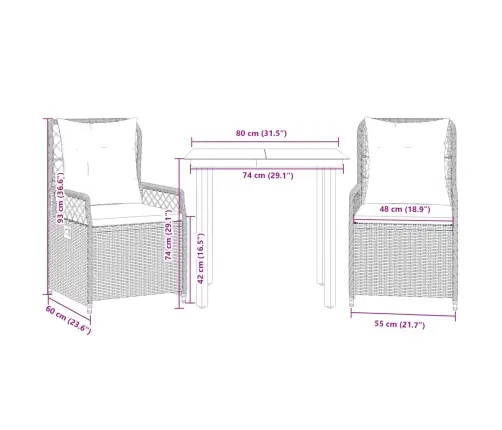 Sodo Komplektas Su Pagalvėlėmis, 3 Dalių, Smėlio, Poliratanas