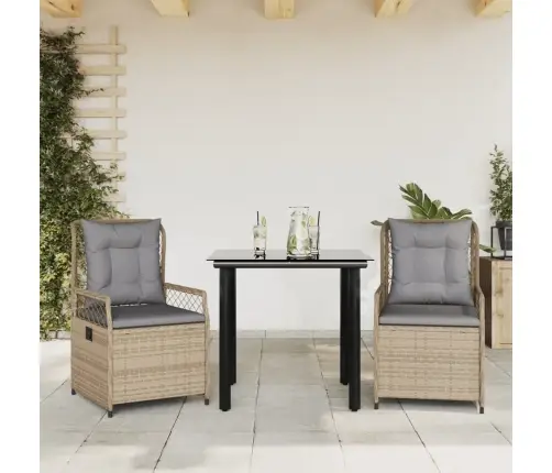 Sodo Komplektas Su Pagalvėlėmis, 3 Dalių, Smėlio, Poliratanas