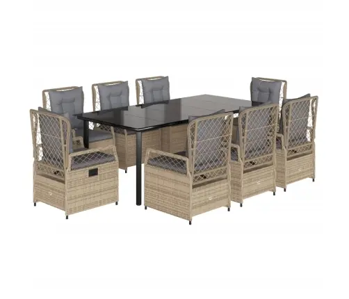 9-Daļīgs Virtuves Mēbeļu Komplekts Ar Matračiem, Pe Rotangpalma Vidaxl