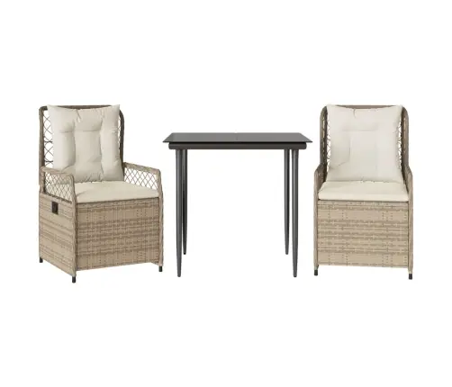 3-Osaline Aiamööbli Komplekt Patjadega, Beež, Polürotang