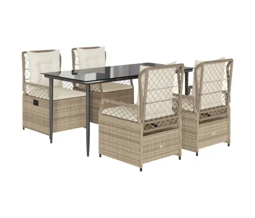 5-Osaline Aiamööbli Komplekt Patjadega, Beež, Polürotang