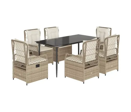 7-Osaline Aiamööbli Komplekt Patjadega, Beež, Polürotang