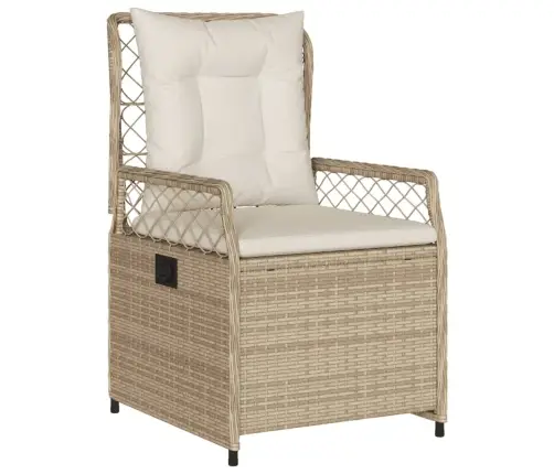 7-Daļīgs Dārza Mēbeļu Komplekts, Matrači, Bēša Pe Rotangpalma Vidaxl