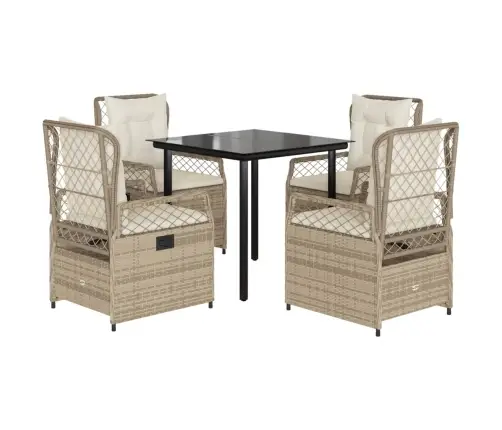 5-Daļīgs Dārza Mēbeļu Komplekts, Matrači, Bēša Pe Rotangpalma Vidaxl