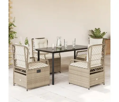 5-Daļīgs Dārza Mēbeļu Komplekts, Matrači, Bēša Pe Rotangpalma Vidaxl