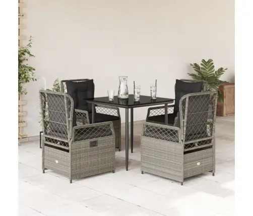 5-Daļīgs Dārza Mēbeļu Komplekts, Matrači,Gaiši Pelēka Pe Pinums Vidaxl