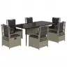 7-Osaline Aiamööbli Komplekt Patjadega, Helehall, Polürotang