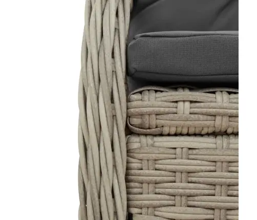 7-Osaline Aiamööbli Komplekt Patjadega, Helehall, Polürotang