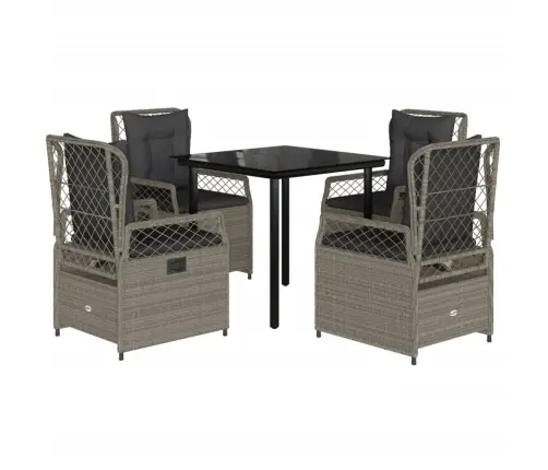 5-Daļīgs Dārza Mēbeļu Komplekts, Matrači,Gaiši Pelēka Pe Pinums Vidaxl