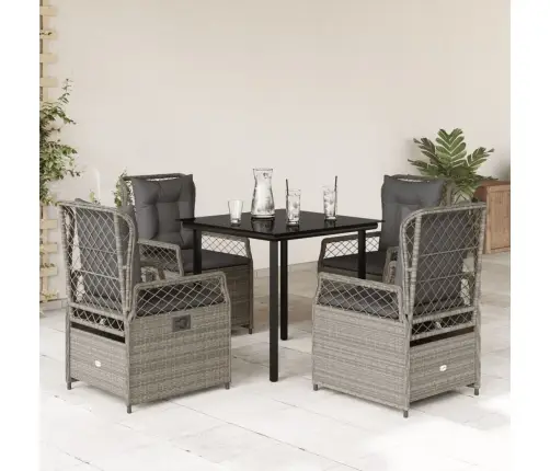 5-Daļīgs Dārza Mēbeļu Komplekts, Matrači,Gaiši Pelēka Pe Pinums Vidaxl