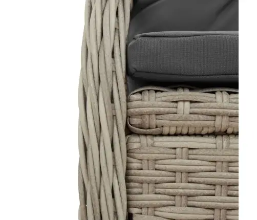 7-Daļīgs Dārza Mēbeļu Komplekts, Matrači,Gaiši Pelēka Pe Pinums Vidaxl