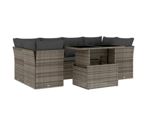 Sofos Komplektas Su Pagalvėlėmis, 7 Dalių, Pilkas, Poliratanas