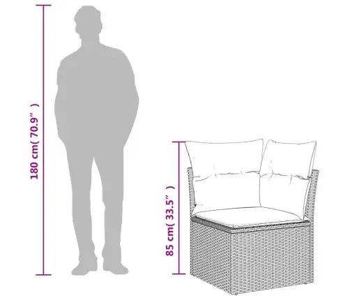 8-Daļīgs Dārza Dīvāna Komplekts Ar Matračiem, Pelēks Pe Pinums Vidaxl