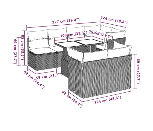 8-Osaline Aiadiivani Komplekt Patjadega, Must, Polürotang