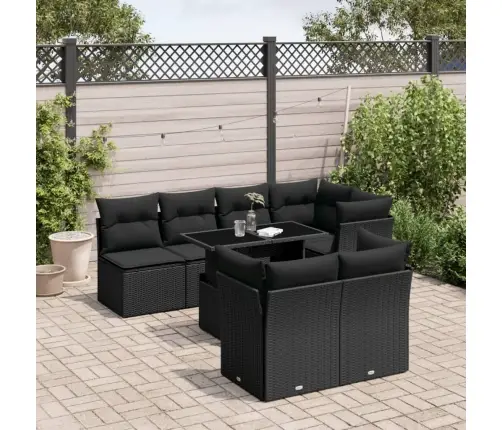 8-Daļīgs Dārza Dīvāna Komplekts, Matrači, Melna Pe Rotangpalma Vidaxl
