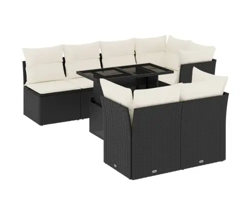 8-Daļīgs Dārza Dīvāna Komplekts, Matrači, Melna Pe Rotangpalma Vidaxl