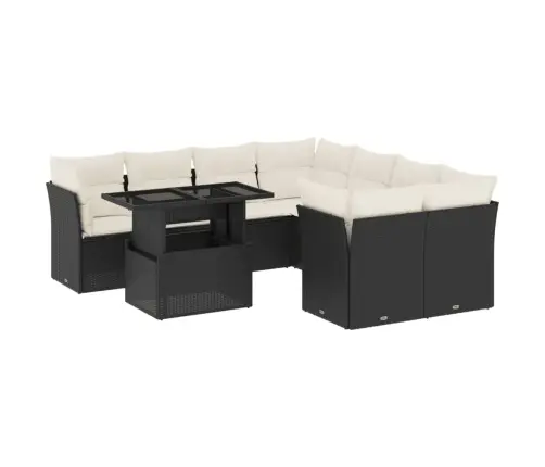 Sodo Komplektas Su Pagalvėlėmis, 9 Dalių, Juodas, Poliratanas