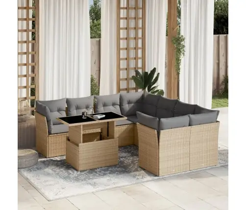 9-Osaline Aiadiivani Komplekt Patjadega, Beež, Polürotang