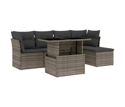 6-Daļīgs Dārza Dīvāna Komplekts Ar Matračiem, Pelēks Pe Pinums Vidaxl