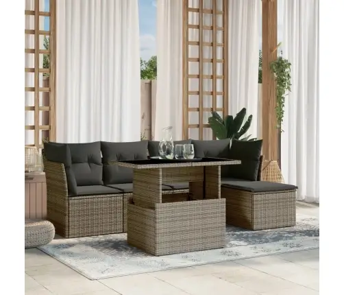 6-Daļīgs Dārza Dīvāna Komplekts Ar Matračiem, Pelēks Pe Pinums Vidaxl