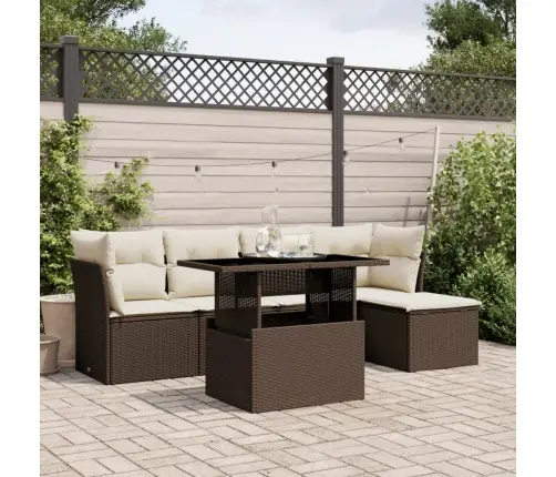 6-Osaline Aiamööblikomplekt Patjadega, Pruun, Polürotang