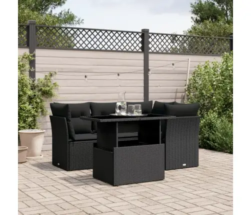 5-Osaline Aiadiivanikomplekt Patjadega, Must, Polürotang